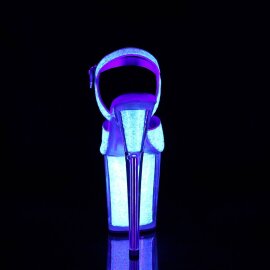 Pleaser FLAMINGO-810UVG Plateau Sandalettes Glitter Neon Light Pink EU-35 / US-5