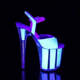 Pleaser FLAMINGO-810UVG Plateau Sandalettes Glitter Neon Light Pink EU-36 / US-6