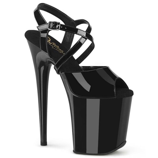 Pleaser FLAMINGO-824 Plateau Sandalettes Patent Black EU-36 / US-6