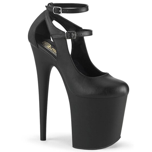 Pleaser FLAMINGO-850 Plateau Sandalettes Faux Leather Black EU-35 / US-5