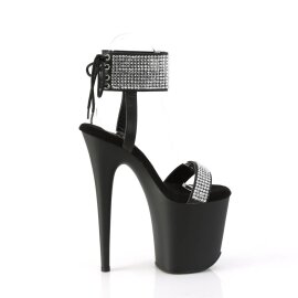 Pleaser FLAMINGO-870 Plateau Sandalettes Faux Leather Rhinestones Black Silver EU-35 / US-5