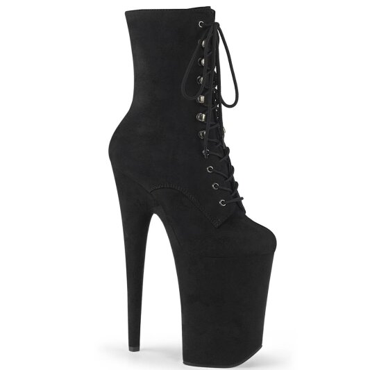 Pleaser INFINITY-1020FS Plateau Ankle Boots Faux Suede Black EU-35 / US-5