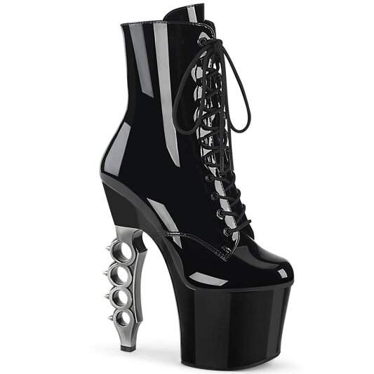 Pleaser IRONGRIP-1020 Plateau Ankle Boots Patent Black EU-35 / US-5