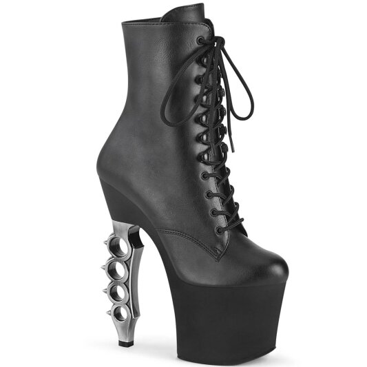 Pleaser IRONGRIP-1020 Plateau Ankle Boots Faux Leather Black EU-36 / US-6