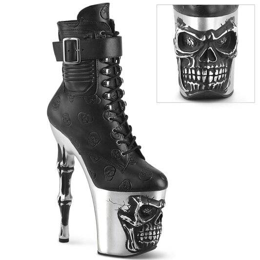 Pleaser RAPTURE-1020STR-02 Plateau Ankle Boots Faux Leather Black EU-35 / US-5