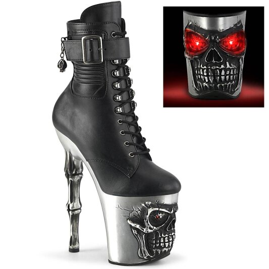 Pleaser RAPTURE-1020STR-LT Plateau Ankle Boots Faux Leather Black EU-37 / US-7