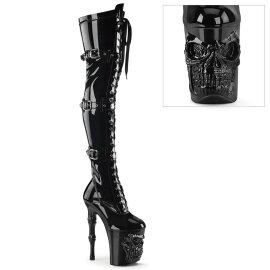 Pleaser RAPTURE-3028 Plateau Overknee Boots Patent Black...