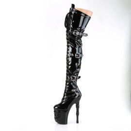 Pleaser RAPTURE-3028 Plateau Overknee Boots Patent Black EU-38 / US-8