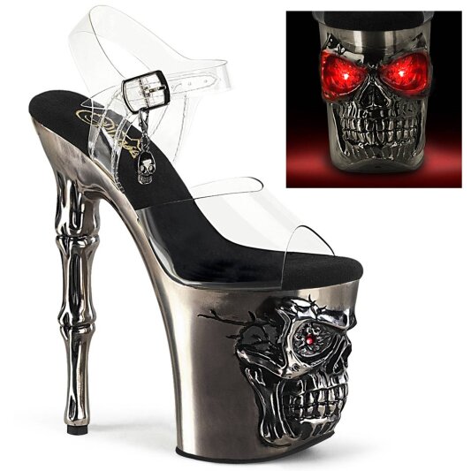 Pleaser RAPTURE-808-LT Plateau Sandalettes Transparent Silver EU-35 / US-5