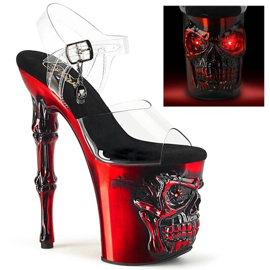 Pleaser RAPTURE-808-LT Plateau Sandalettes Transparent Red EU-35 / US-5