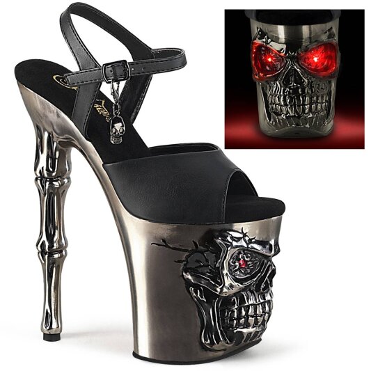 Pleaser RAPTURE-809-LT Plateau Sandalettes Faux Leather Black Silver EU-35 / US-5