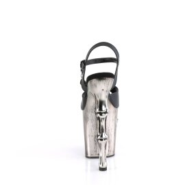 Pleaser RAPTURE-809-LT Plateau Sandalettes Faux Leather Black Silver EU-35 / US-5