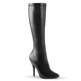 Pleaser SEDUCE-2000 Knee-High Boots Faux Leather Black EU-38 / US-8