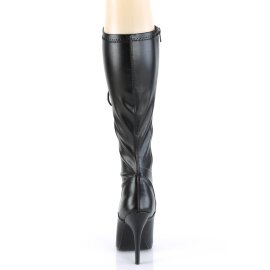 Pleaser SEDUCE-2024 Knee-High Boots Faux Leather Black EU-40 / US-10