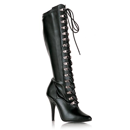 Pleaser SEDUCE-2024 Knee-High Boots Faux Leather Black EU-42 / US-12