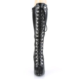 Pleaser SEDUCE-2024 Knee-High Boots Faux Leather Black EU-44 / US-14