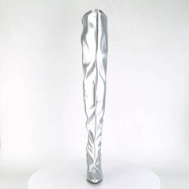Pleaser SEDUCE-3000 Overknee Boots Faux Leather Silver...