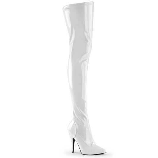 Pleaser SEDUCE-3000 Overknee Boots Patent White EU-38 / US-8
