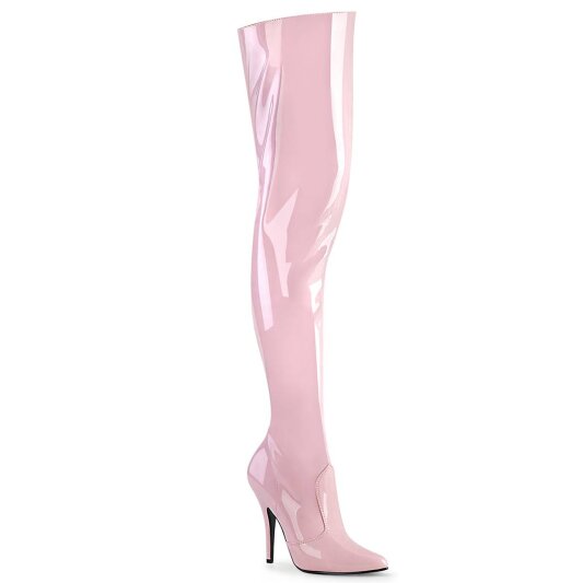 Pleaser SEDUCE-3010 Overknee Boots Patent Light Pink EU-38 / US-8