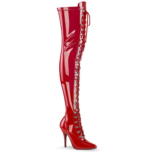 Pleaser SEDUCE-3024 Overknee Boots Patent Red EU-39 / US-9
