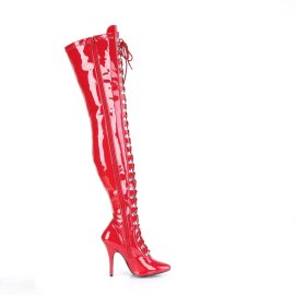 Pleaser SEDUCE-3024 Overknee Boots Patent Red EU-39 / US-9