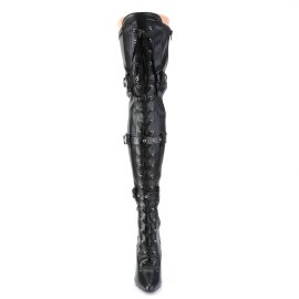 Pleaser SEDUCE-3028 Overknee Boots Faux Leather Black EU-38 / US-8