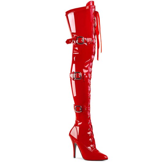 Pleaser SEDUCE-3028 Overknee Boots Patent Red EU-38 / US-8