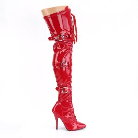 Pleaser SEDUCE-3028 Overknee Boots Patent Red EU-38 / US-8