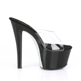 Pleaser SKY-301CRS Plateau Mules Transparent Black EU-40 / US-10
