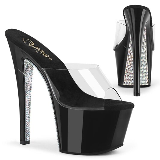 Pleaser SKY-301CRS Plateau Mules Transparent Black EU-35 / US-5