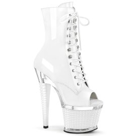 Pleaser SPECTATOR-1021 Plateau Ankle Boots Patent White...