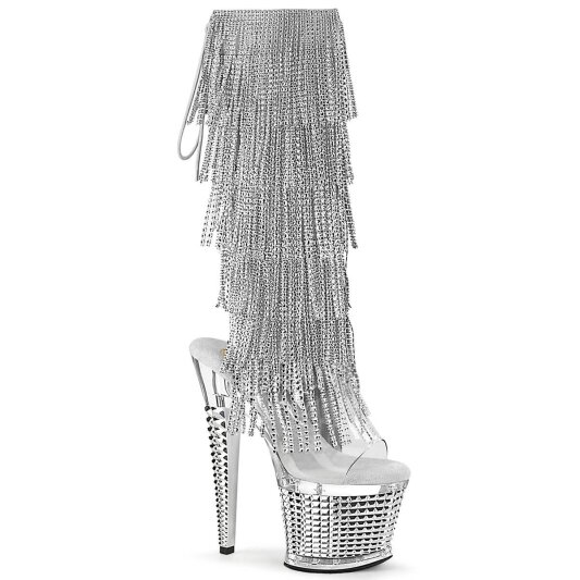 Pleaser SPECTATOR-2017RSF Plateau Ankle Boots Chrome Silver EU-36 / US-6