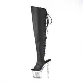 Pleaser SPECTATOR-3019 Plateau Overknee Boots Leather Chrome Black EU-40 / US-10