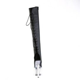 Pleaser SPECTATOR-3019 Plateau Overknee Boots Leather Chrome Black EU-38 / US-8