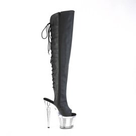 Pleaser SPECTATOR-3019 Plateau Overknee Boots Leather Chrome Black EU-39 / US-9