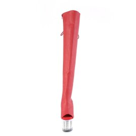 Pleaser SPECTATOR-3019 Plateau Overknee Boots Faux Leather Chrome Red EU-40 / US-10