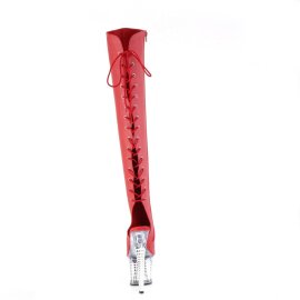 Pleaser SPECTATOR-3019 Plateau Overknee Boots Faux Leather Chrome Red EU-38 / US-8