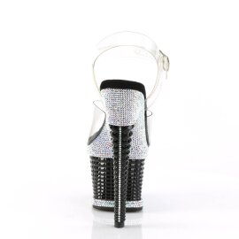 Pleaser SPECTATOR-708RS Plateau Sandalettes Rhinestones Silver EU-38 / US-8