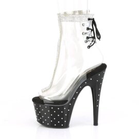 Pleaser STARDUST-1018C-2RS Plateau Ankle Boots Transparent Black EU-40 / US-10