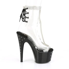 Pleaser STARDUST-1018C-2RS Plateau Ankle Boots Transparent Black EU-42 / US-12