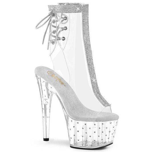 Pleaser STARDUST-1018C-2RS Plateau Ankle Boots Transparent EU-39 / US-9