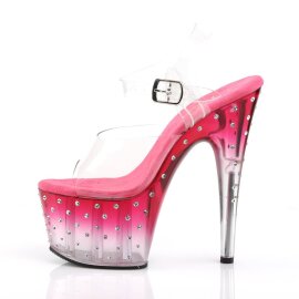 Pleaser STARDUST-708T Plateau Sandalettes Transparent Pink EU-41 / US-11