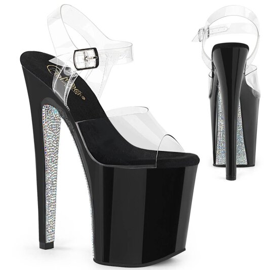 Pleaser XTREME-808CRS Plateau Sandalettes Transparent Black EU-35 / US-5