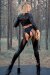 Paradise Chick Leggings Superhero Sticky Garter Leopard Black M