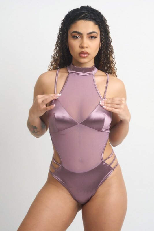 Zasha Polewear Bodysuit Sabrina Mauve XS