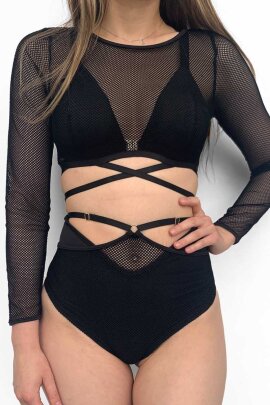 Lunalae Langarmtop Sasha Mesh Black M