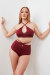 Lunalae Shorts High Waist Bailey Adjustable Cut Out Burgundy S